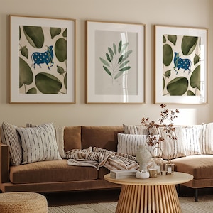 Indian Folk Art, SET OF 3 Prints, Living Room decor, Gallery wall set, Indian Pop Art, Pichwai Painting, Poster Bundle, Boho Wall Art