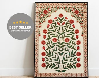 Indian Folk Art, Floral Prints, Living Room decor, Printable, Indian Vintage, Pichwai Painting, Poster, Wall Art, Paintings