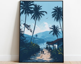 Kerala Back Waters Art, Zuid-India Travel Wall Art, Kerala Wall Decor, Tropical Indian Art Print, Living Room Home Decor