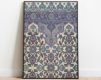 Islamic Wall ArtTurkish Vintage Art Poster, Floral Print, Wall Decor, Gifts For Home, Blue painting, Boho Wall Art