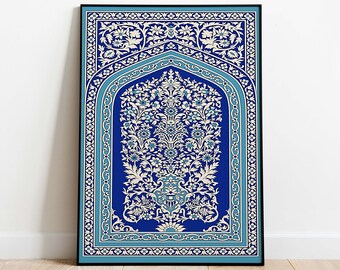 Floral Islamic Wall Art Print, Vintage Mughal Painting (Digital Download)