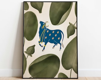 Pichwai Painting, Indian Cow Art Print, Vintage Style Poster (Digital Download)