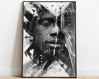 African American Art, Tribal Face Poster (Digital Download)