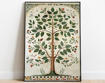 Vintage Mughal Tree of Life Art Print – Botanical Home Decor (Digital Download)