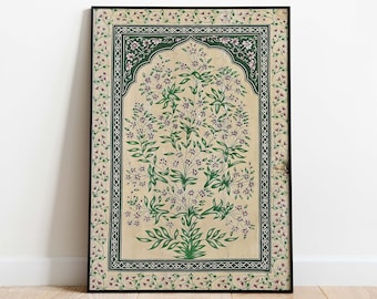 Vintage Mughal Floral Art Print: Bohemian Home Decor (Digital Download)