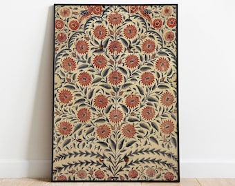 Vintage Mughal Floral Art Print | Indian Pichwai Style (Digital Download)