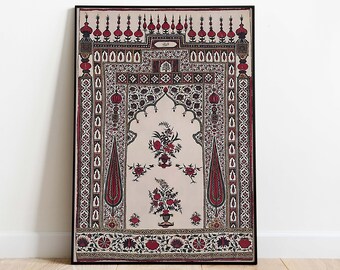 Vintage Mughal Art Print, Indian Floral Wall Decor (Digital Download)