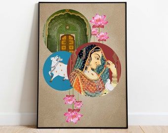 Desi Pop Art Print, Indian Collage, Colorful Wall Decor (Digital Download)