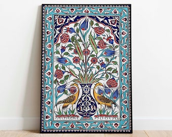 Islamic Wall Art, Turkish Vintage Art Poster, Tree of Life, Floral Print, Wall Decor, Gifts For Home, floral Abstract Painting