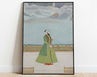 Vintage Mughal Painting, Indian Royal Art Poster (Instant Download)