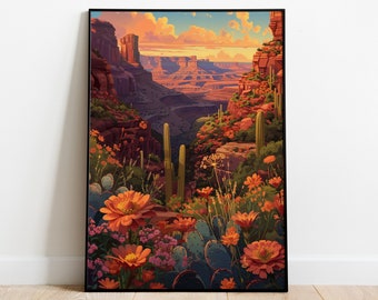 Arizona Desert Print, Cactus, Colorful Wall Art (Digital Download)