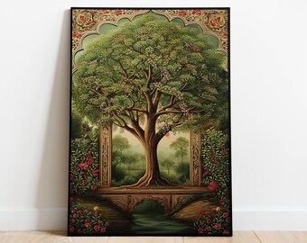 Indian Tree of Life Print, Vintage Floral Art (Digital Download)