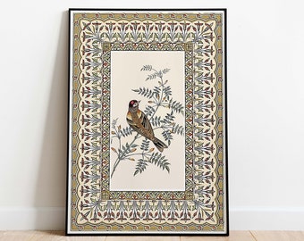 Vintage Mughal Bird Art Print, Indiaas schilderij (digitale download)