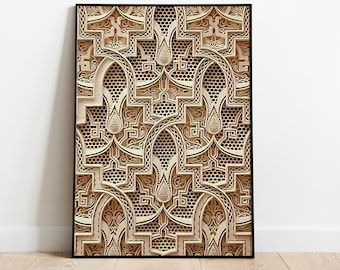 Mughal Palace Stone Work Art Print, Indian Decor (Digital Download)
