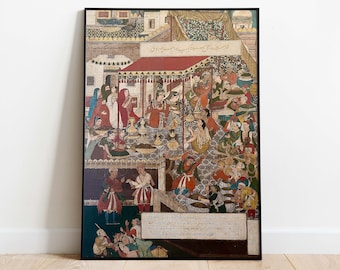 Vintage Mughal Royal Palace Painting, Indian Wall Art (Printable)