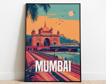 Mumbai Travel Poster, Vintage Bombay Wall Art (Digital Download)