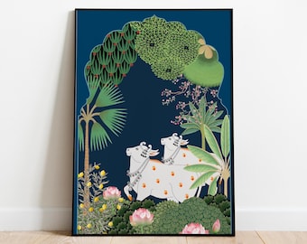 Pichwai Cow Painting, Indian Folk Art Print (Digital Download)