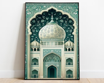 Mughal Palace Art Print, Vintage Indian Travel Poster (Digital Download)