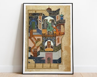 Mughal Art Print, Persian Historic Painting, Arabic Home Decor (Digital Download)