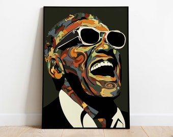 Ray Charles Jazz Poster, Digital Prints, Instant Download,  Music Art, Home Decor, Wall Art