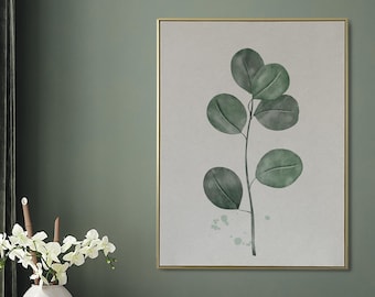 Eucalyptus Leaf Watercolor Print, Botanical Wall Art (Digital Download)