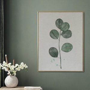 Hoja de eucalipto Acuarela Arte Botánico, Hoja Blanca y Verde Salvia, Arte de Granja, arte de pared botánica, dejar pintura de plantas