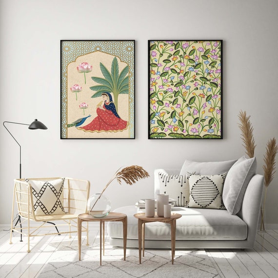 Pichwai Prints Set, Indian Folk Art, Lotus, Peacock (Digital Download)