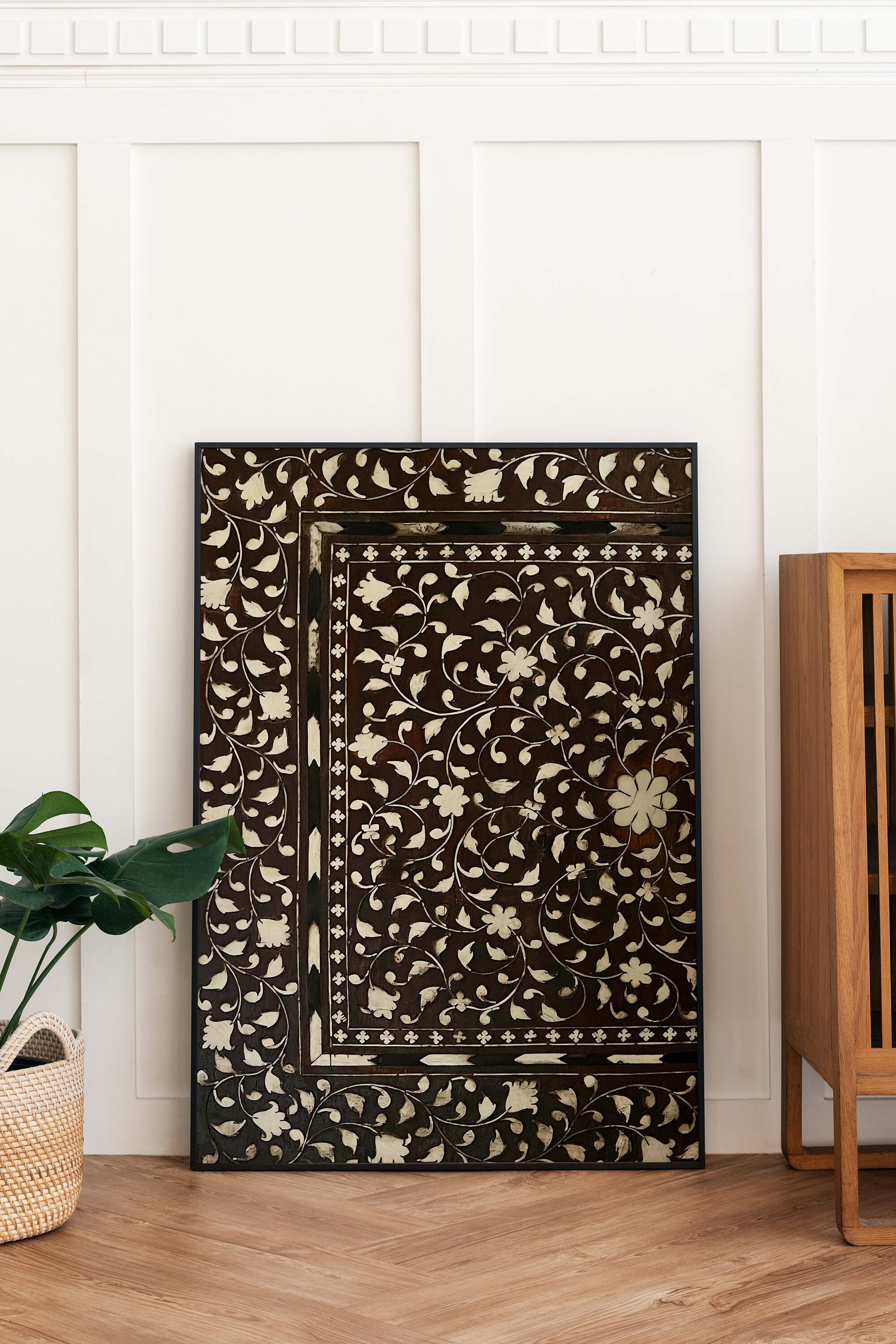 Vintage Islamic Inlay Floral Wall Art Print, Boho Home Decor (digital ...