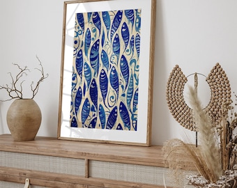 Vintage Sardines Art Print: Retro Kitchen Decor (Digital Download)