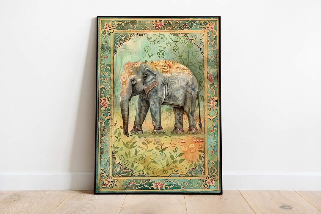 Mughal Elephant Art Print – Indian Forest Wall Decor (digital Download ...