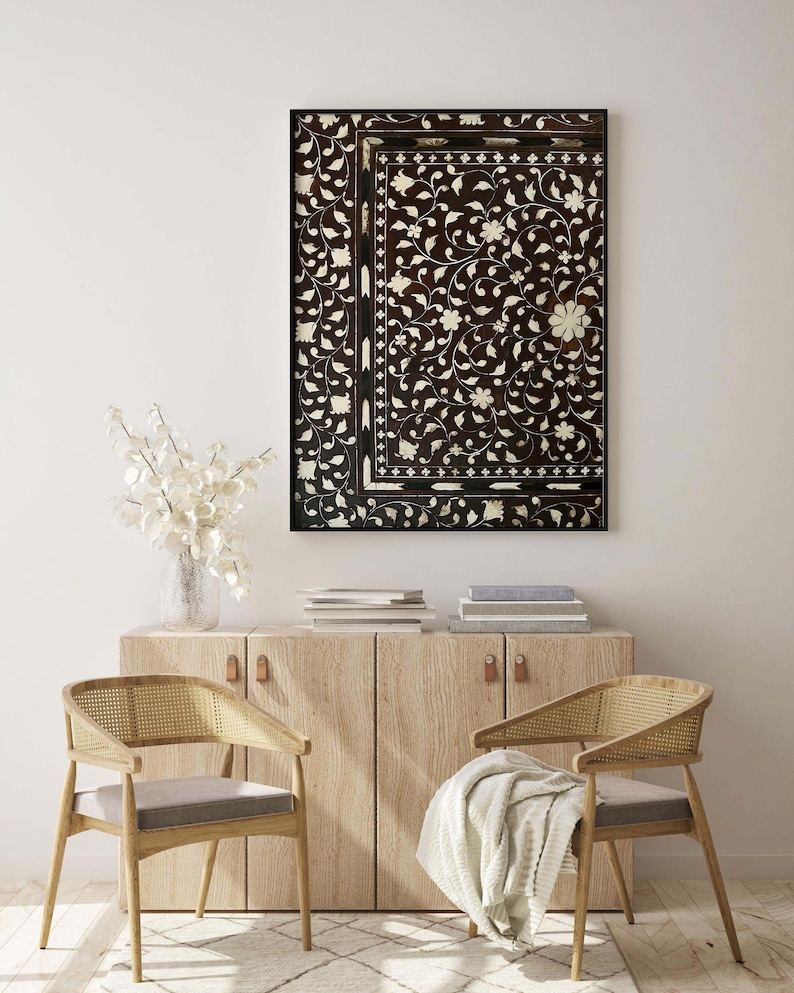 Vintage Islamic Inlay Floral Wall Art Print, Boho Home Decor (digital ...