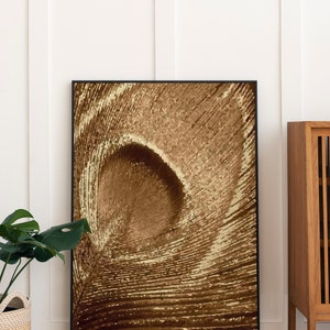 May include: A framed abstract art print with a brown and beige color scheme. The print features a swirling, circular pattern that resembles a tunnel or vortex.
