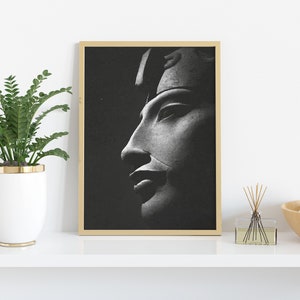 impression d'art vintage pharaon égyptien, téléchargement numérique instantané, art mural Egypte historique, peinture noir et blanc, décoration vintage image 2