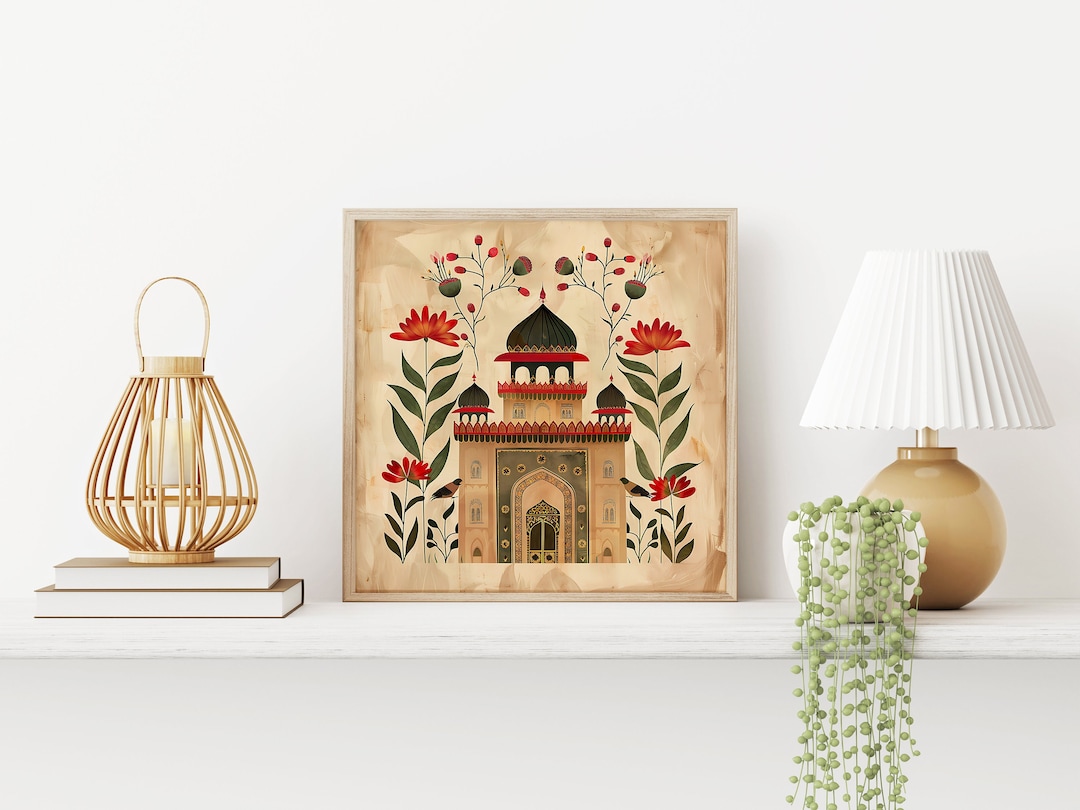 Vintage Rajasthani Fort Art: Indian Floral Painting & Bohemian Wall ...