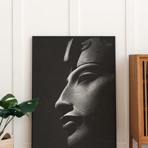 impression d'art vintage pharaon égyptien, téléchargement numérique instantané, art mural Egypte historique, peinture noir et blanc, décoration vintage image 5