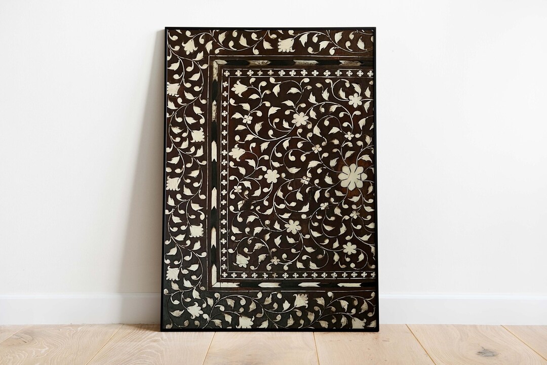 Vintage Islamic Inlay Floral Wall Art Print, Boho Home Decor (digital ...