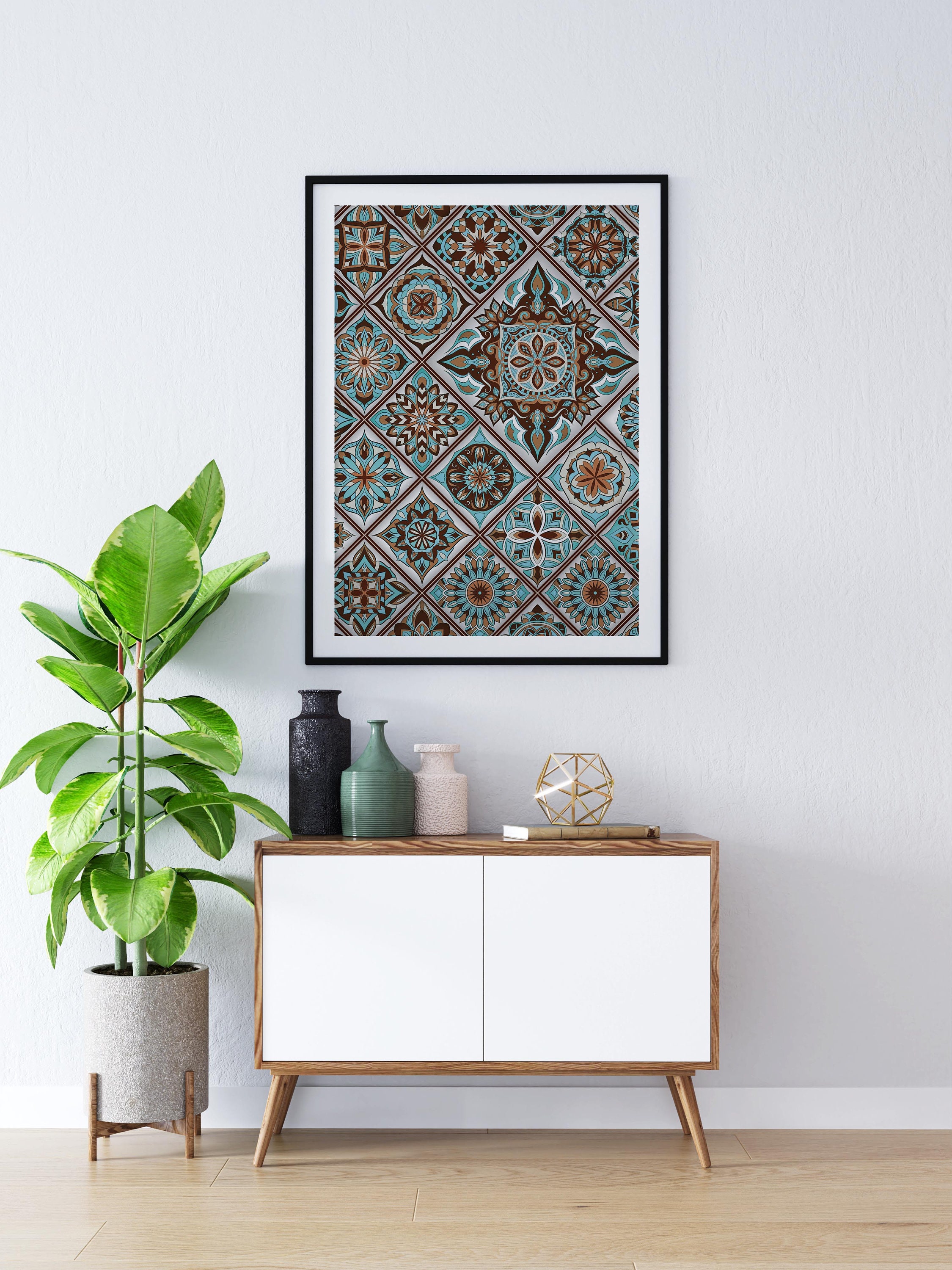 Indian Mandala Wall Art Living Room Decor Abstract Painting Etsy