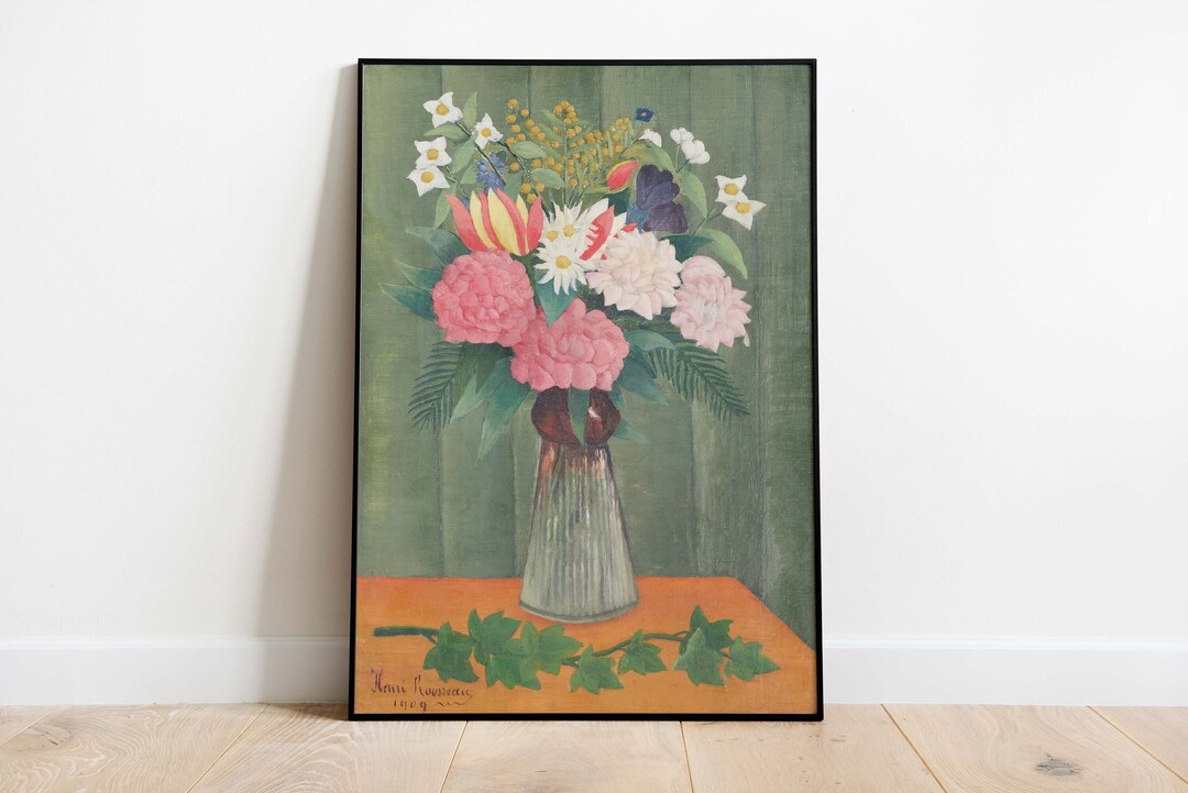 Henri Roussea Roses Henri Rousseau Flowers in Vase Vintage Art Print (digital Download) - Etsy