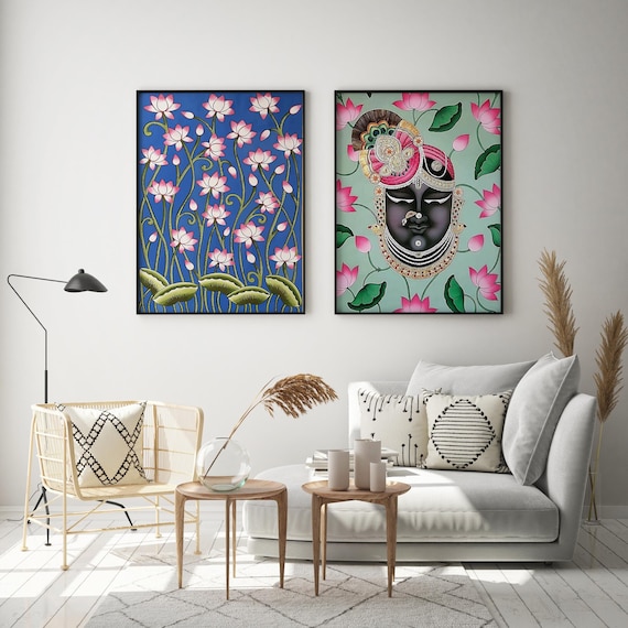 Shreenathji Pichwai Art Print Set, Indian Floral Home Decor (Digital Download)