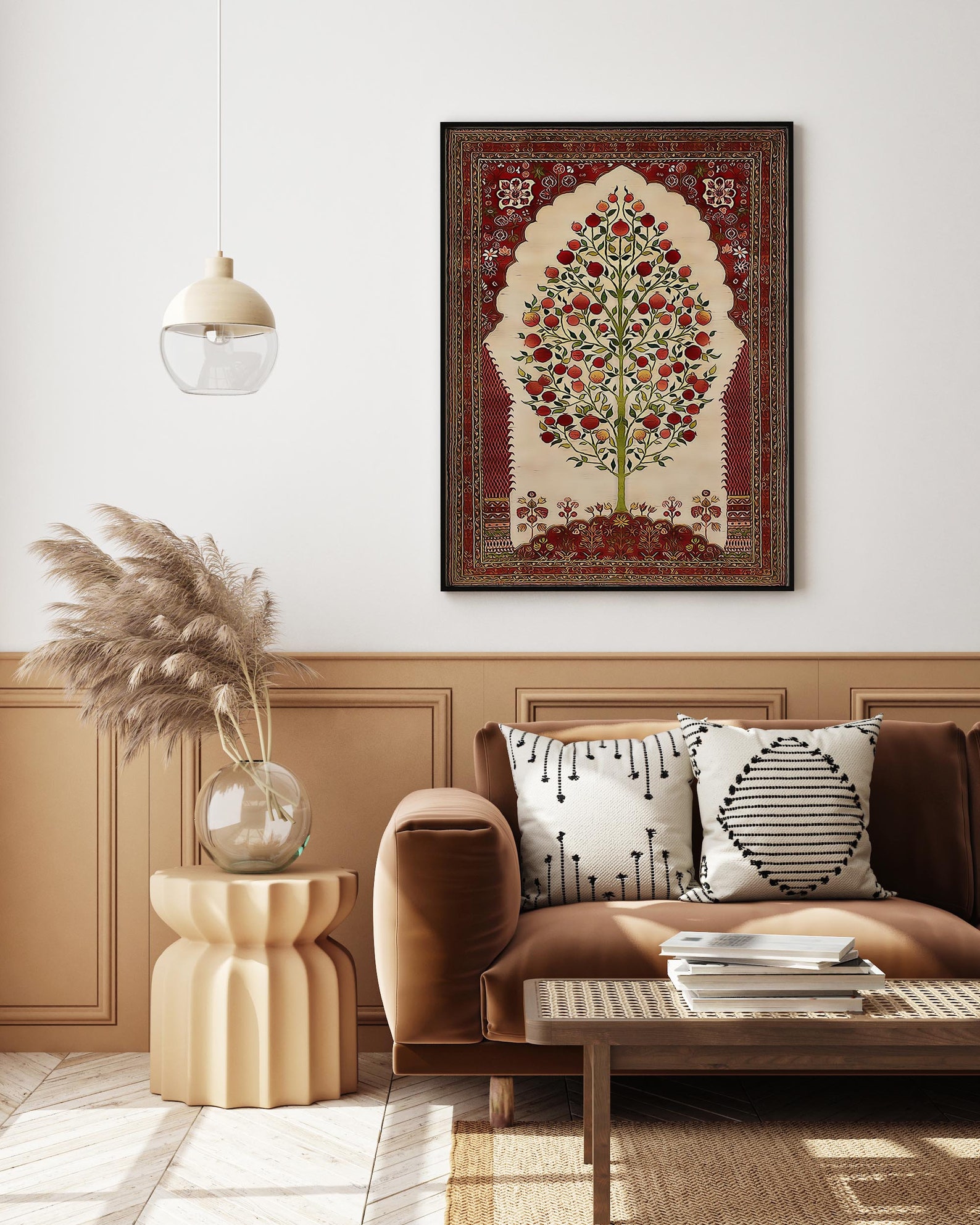 Vintage Floral Print, Living Room Wall Art, Abstract Decor, Colourful Antique Poster, Indian ...