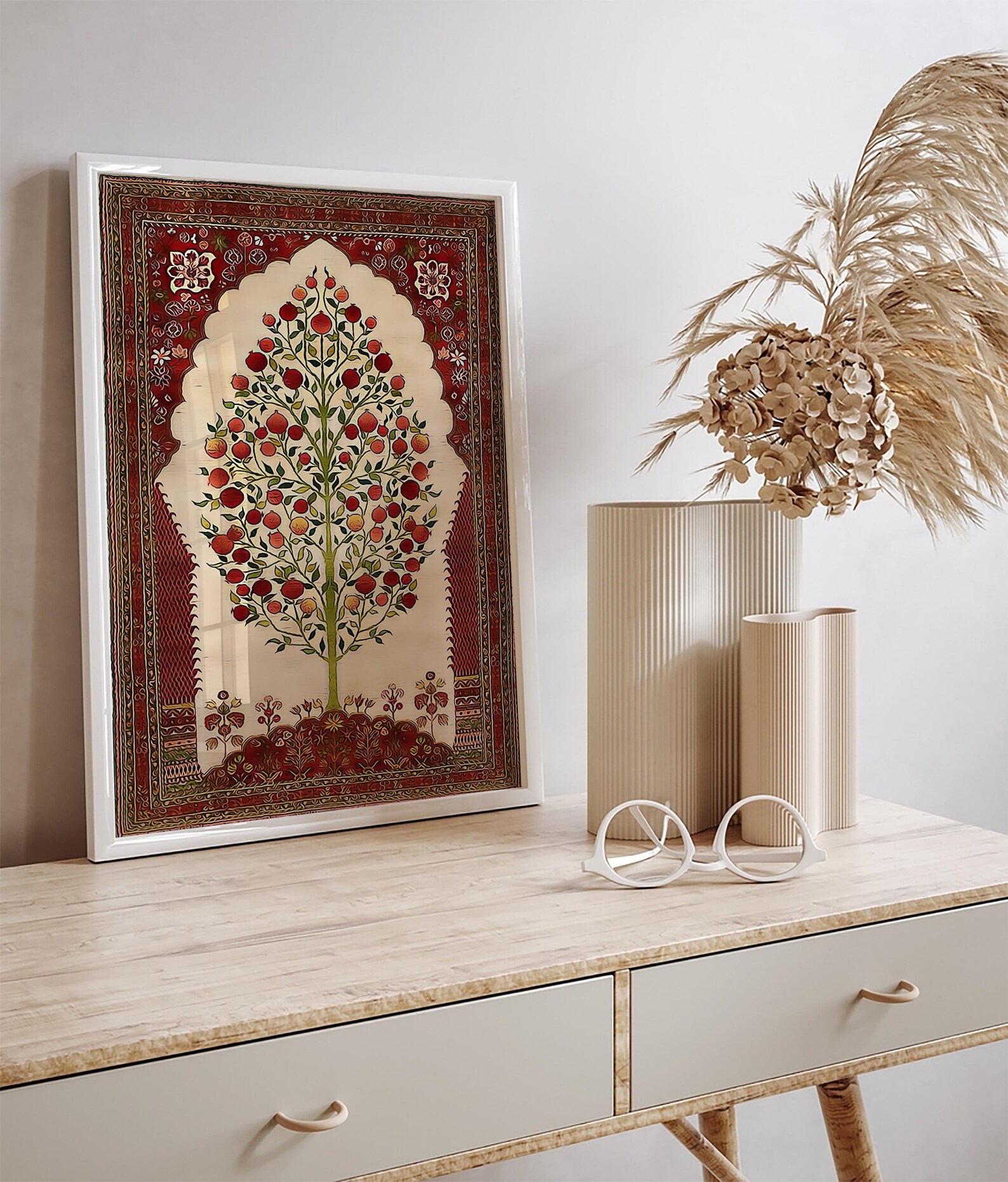 Vintage Floral Print, Living Room Wall Art, Abstract Decor, Colourful Antique Poster, Indian ...