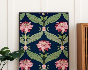 Indyjski kwiatowy nadruk artystyczny, styl vintage, dekoracja salonu (pobranie cyfrowe)