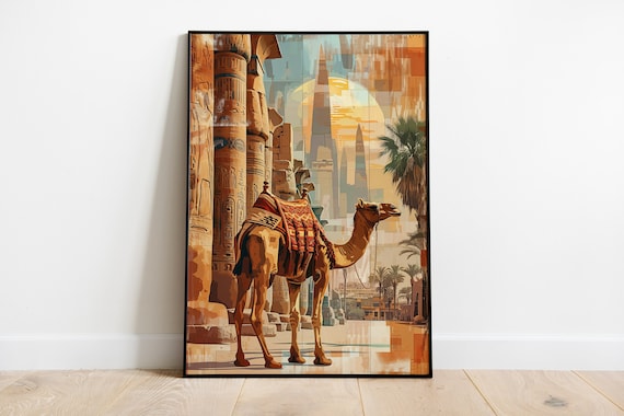 Camel Egypt Travel Poster, Middle East Print (Digital Download)