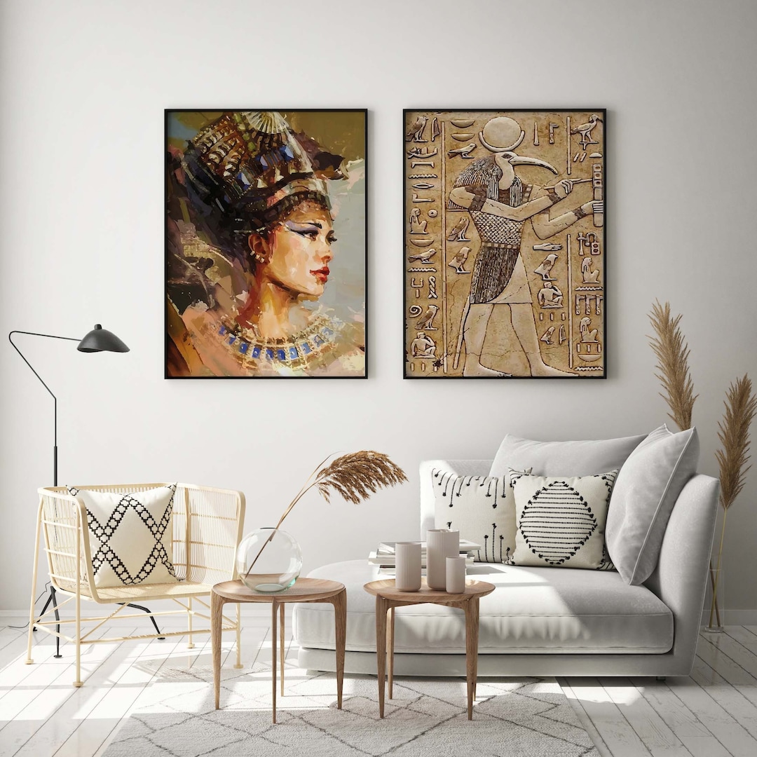 Egyptian Vintage Art Set, Nefertiti Art Prints, Egyptian Art Prints