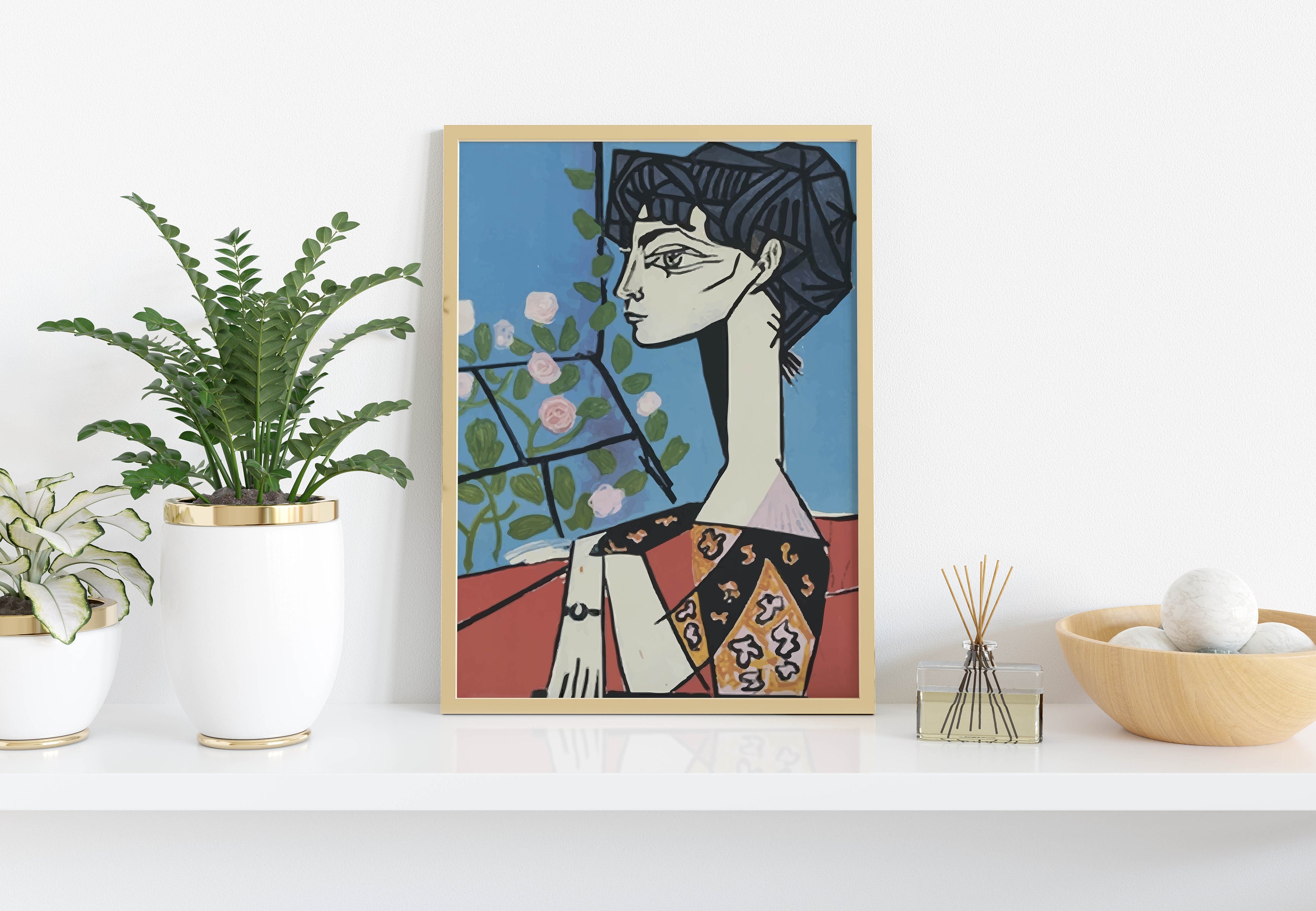 ピカソの女性肖像画、抽象表現主義アート（デジタルダウンロード