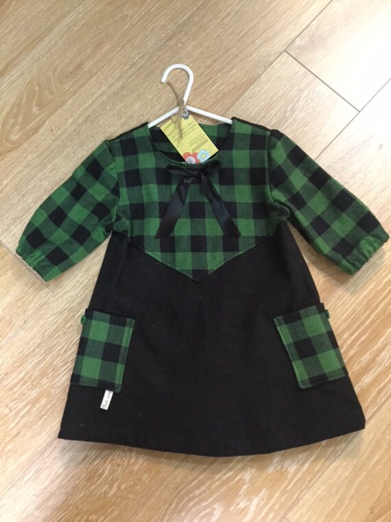 green and black plaid dress