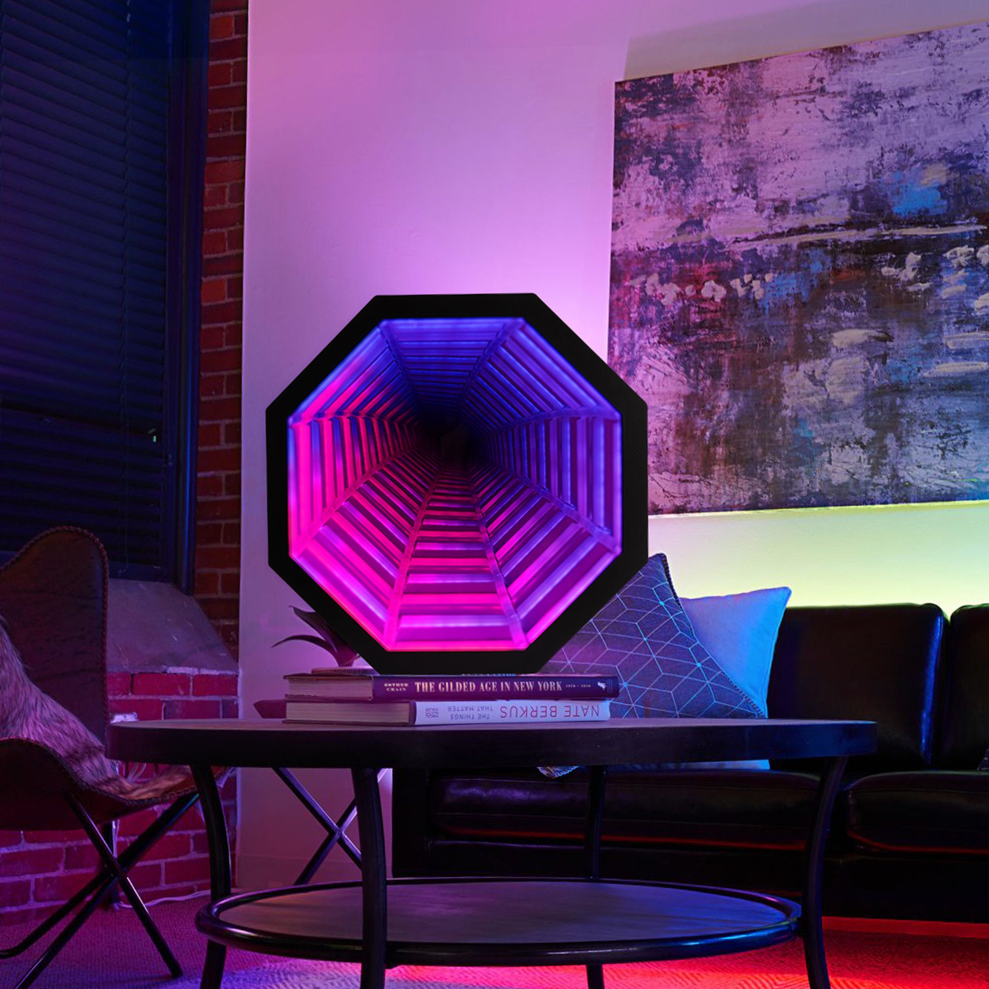 3d-infinity-mirror-table-lamp-cool-table-decor-neon-lights-etsy