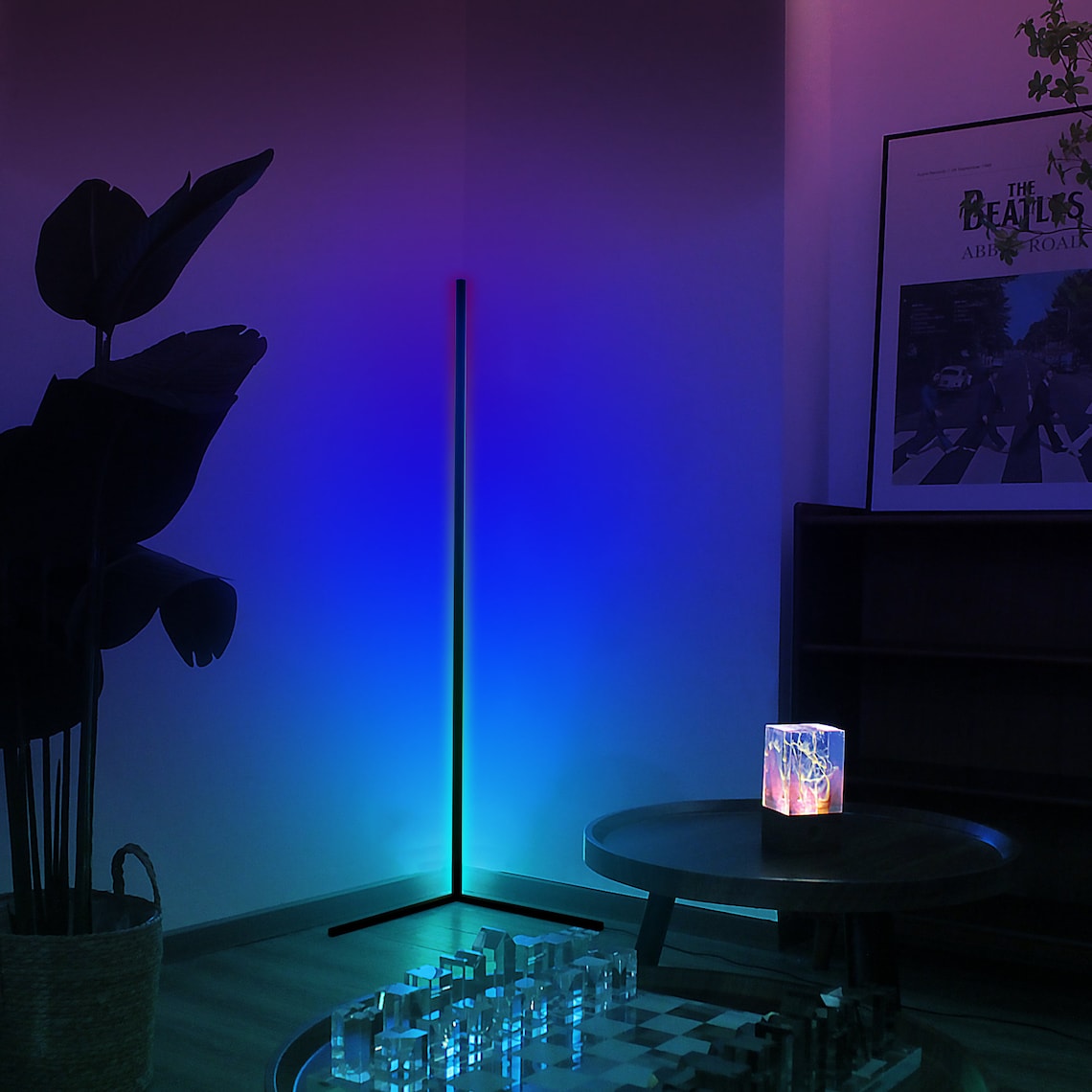 55 RGB Corner Lamp Handcrafted LED Floor Lamp Ambient Etsy