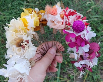 Flower Hair stick with dried flowers preserved flowers accessory wedding bridesmaid trend witnesses