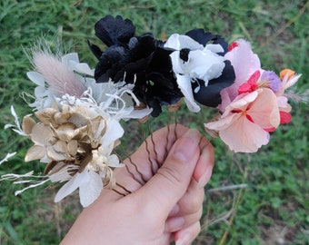 Flower Hair stick with dried flowers preserved flowers accessory wedding bridesmaid trend witnesses